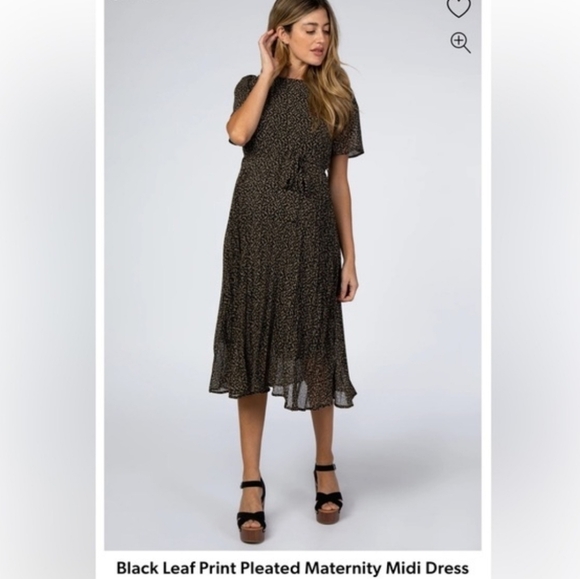 Polagram Dresses & Skirts - Polagram Maternity Black Floral Midi Dress Size Medium